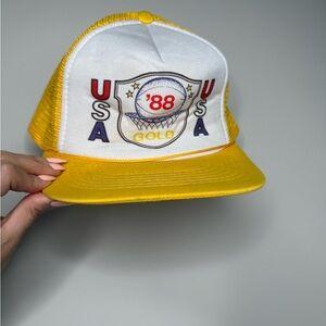 USA '88 Gold Trucker Hat - Yellow